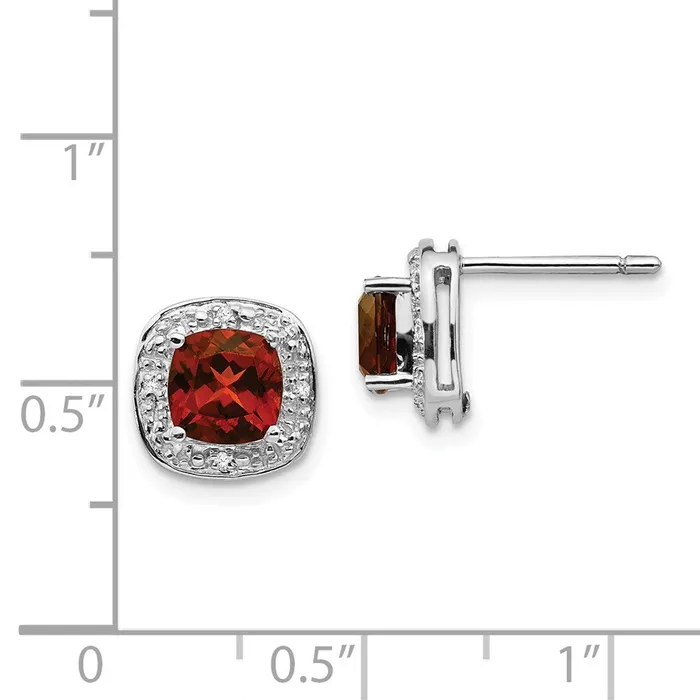 Earrings WB Choice Jewelry Sterling Silver Rhodium Garnet Diamond Post EarringsWBCQDX624 Earrings WB Choice Jewelry Sterling Silver Rhodium Garnet Diamond Post EarringsWBCQDX624