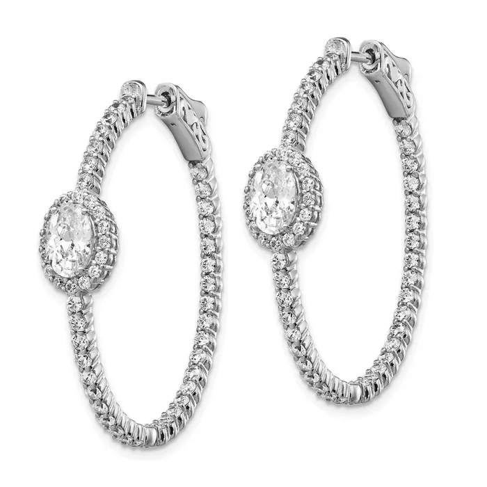 Earrings WB Choice Jewelry Sterling Silver Rhodiumplated Fancy CZ In Out Oval Hoop EarringsWBCQE13014 Earrings WB Choice Jewelry Sterling Silver Rhodiumplated Fancy CZ In Out Oval Hoop EarringsWBCQE13014