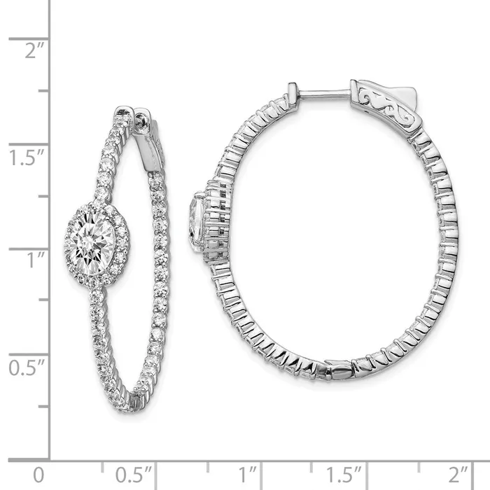 Earrings WB Choice Jewelry Sterling Silver Rhodiumplated Fancy CZ In Out Oval Hoop EarringsWBCQE13014 Earrings WB Choice Jewelry Sterling Silver Rhodiumplated Fancy CZ In Out Oval Hoop EarringsWBCQE13014