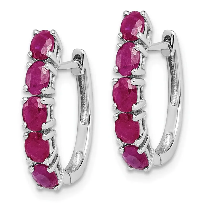 Earrings WB Choice Jewelry Sterling Silver Rhodiumplated Polished Ruby Hinged Hoop EarringsWBCQE12619R Earrings WB Choice Jewelry Sterling Silver Rhodiumplated Polished Ruby Hinged Hoop EarringsWBCQE12619R