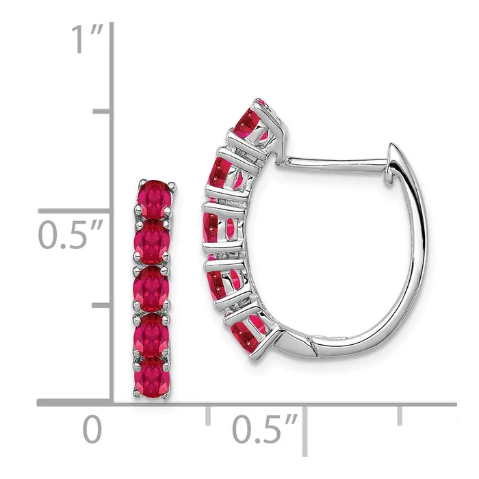 Earrings WB Choice Jewelry Sterling Silver Rhodiumplated Polished Ruby Hinged Hoop EarringsWBCQE12619R Earrings WB Choice Jewelry Sterling Silver Rhodiumplated Polished Ruby Hinged Hoop EarringsWBCQE12619R