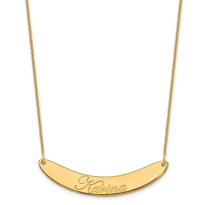 Necklaces 14K Medium Polished Curved Edwardian Script Bar NecklaceWBCXNA1223Y WB Choice Jewelry Necklaces 14K Medium Polished Curved Edwardian Script Bar NecklaceWBCXNA1223Y WB Choice Jewelry