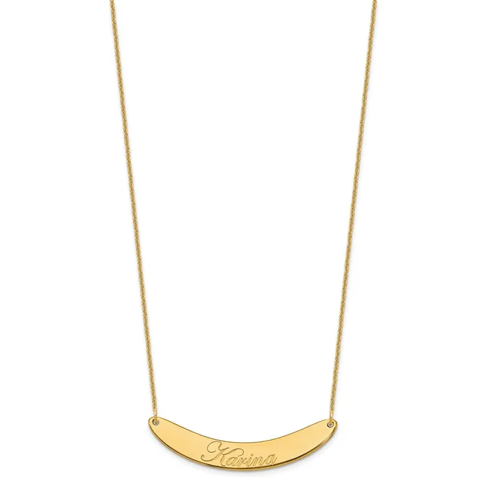 Necklaces 14K Medium Polished Curved Edwardian Script Bar NecklaceWBCXNA1223Y WB Choice Jewelry Necklaces 14K Medium Polished Curved Edwardian Script Bar NecklaceWBCXNA1223Y WB Choice Jewelry
