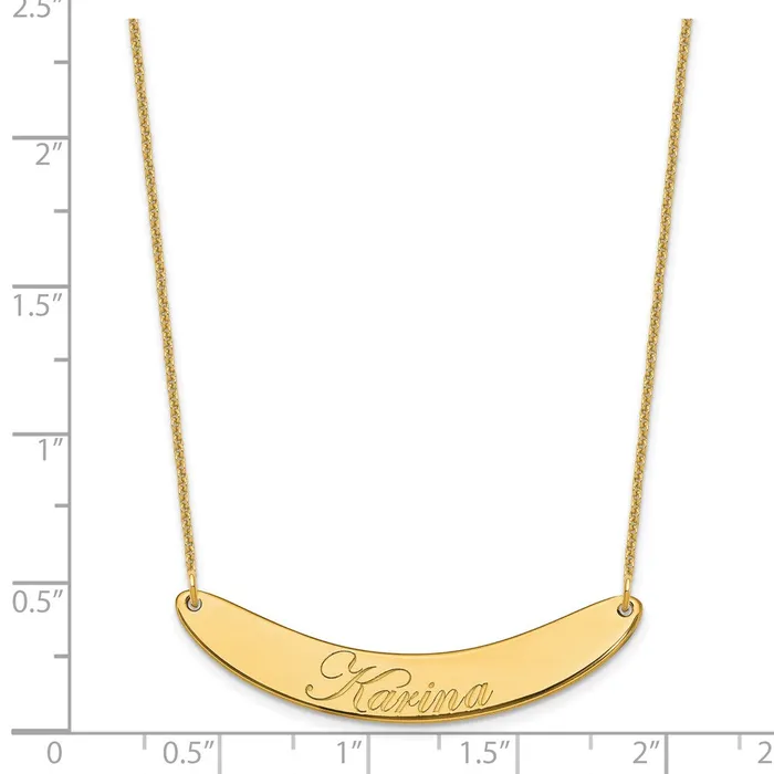 Necklaces 14K Medium Polished Curved Edwardian Script Bar NecklaceWBCXNA1223Y WB Choice Jewelry Necklaces 14K Medium Polished Curved Edwardian Script Bar NecklaceWBCXNA1223Y WB Choice Jewelry