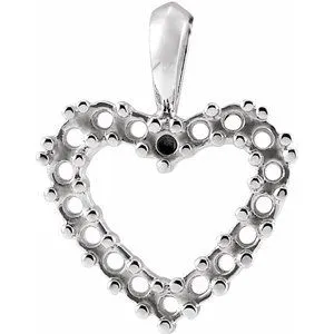Necklaces WB Choice Jewelry 10K White Heart Pendant Mounting 876350706PSTWBC Necklaces WB Choice Jewelry 10K White Heart Pendant Mounting 876350706PSTWBC