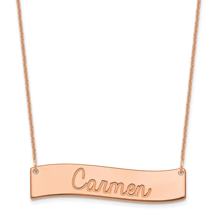 Necklaces WB Choice Jewelry 14K Rose Gold Medium Polished Curved Bar NecklaceWBCXNA1254R Necklaces WB Choice Jewelry 14K Rose Gold Medium Polished Curved Bar NecklaceWBCXNA1254R