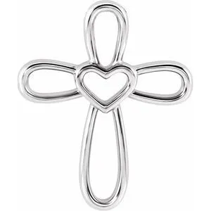 Necklaces WB Choice Jewelry Platinum Cross with Heart Pendant R42367104PSTWBC Necklaces WB Choice Jewelry Platinum Cross with Heart Pendant R42367104PSTWBC