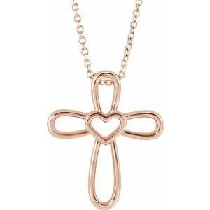 Necklaces WB Choice Jewelry Platinum Cross with Heart Pendant R42367104PSTWBC