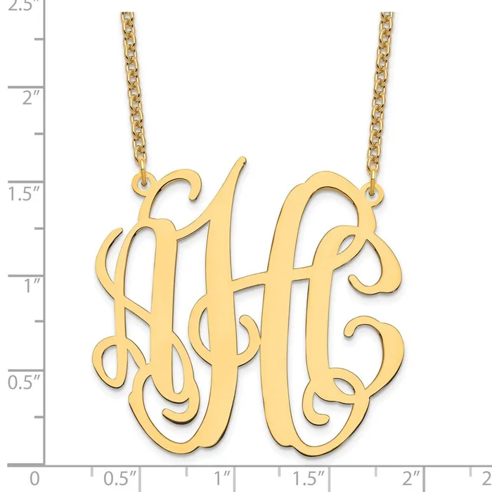 Necklaces WB Choice Jewelry Sterling SilverGoldplated Large Polished Monogram Name PlateWBCXNA549GP Necklaces WB Choice Jewelry Sterling SilverGoldplated Large Polished Monogram Name PlateWBCXNA549GP