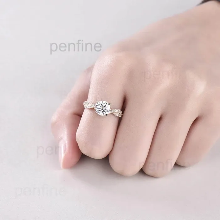 PENFINE Rings Moissanite Petite Luxe Twisted Vine Engagement Ring
