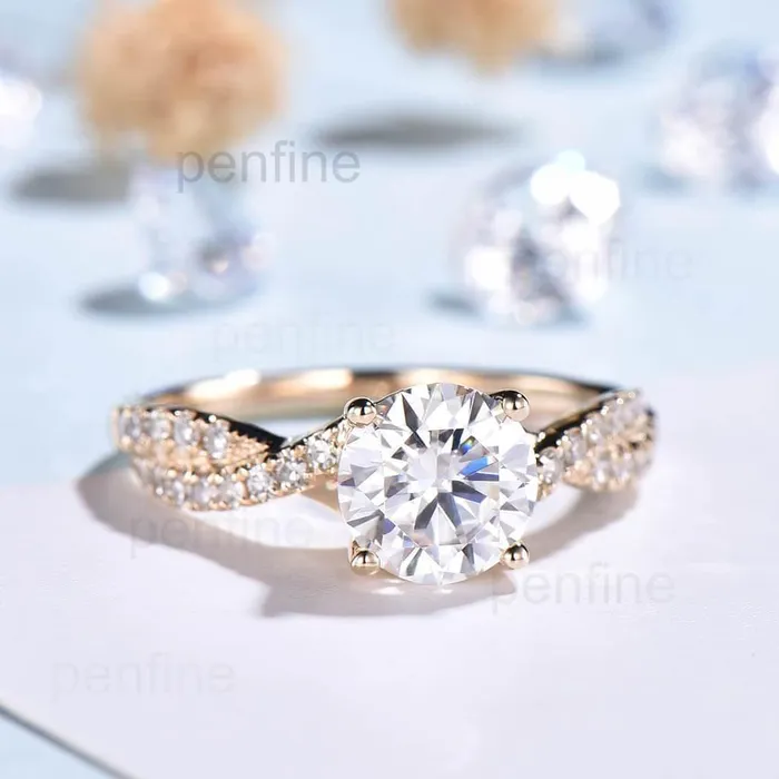 PENFINE Rings Moissanite Petite Luxe Twisted Vine Engagement Ring