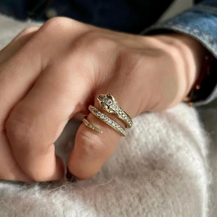 Rings Diamond Double Wrap Snake Ring Shylee Rose Jewelry