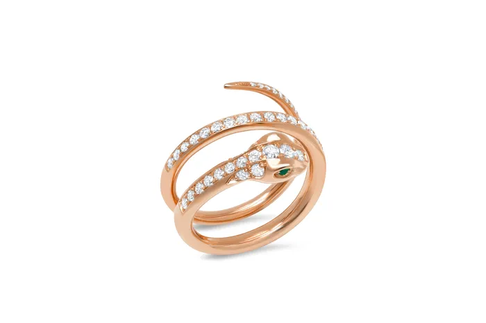 Rings Diamond Double Wrap Snake Ring Shylee Rose Jewelry