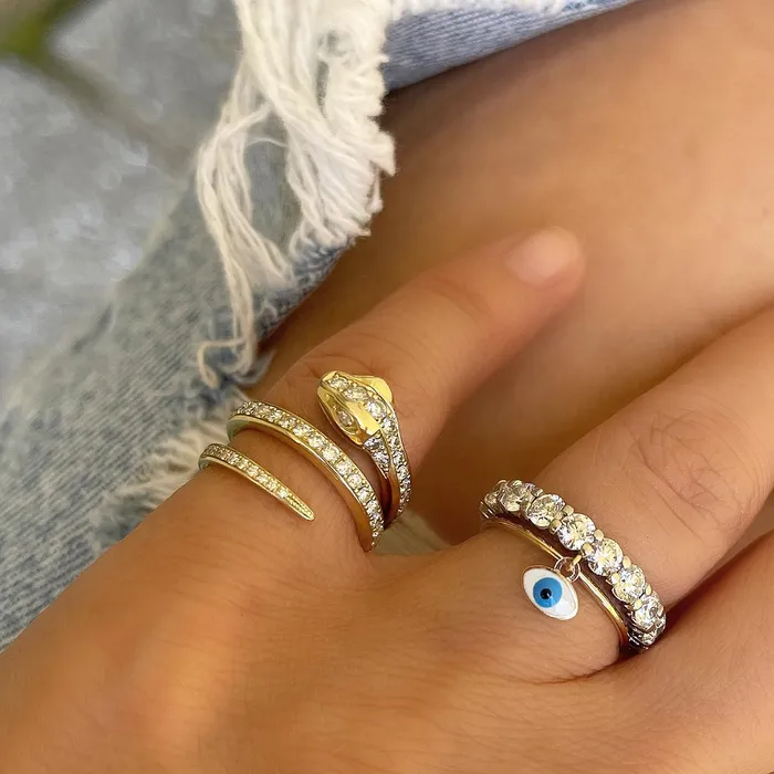 Rings Diamond Double Wrap Snake Ring Shylee Rose Jewelry