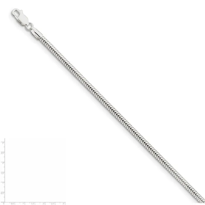 Sterling Silver 3mm Round Snake ChainWBCQSNL08026 WB Choice Jewelry Rings Sterling Silver 3mm Round Snake ChainWBCQSNL08026 WB Choice Jewelry Rings