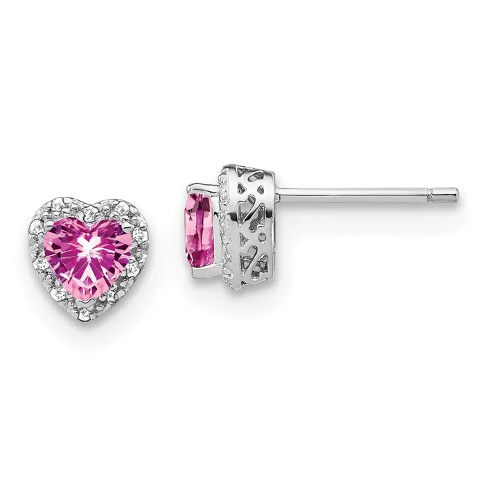 Sterling Silver Created Pink Sapphire and Diamond EarringsWBCEM7400CPS010SSA WB Choice Jewelry Earrings