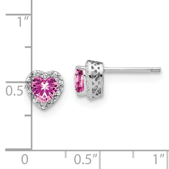 Sterling Silver Created Pink Sapphire and Diamond EarringsWBCEM7400CPS010SSA WB Choice Jewelry Earrings