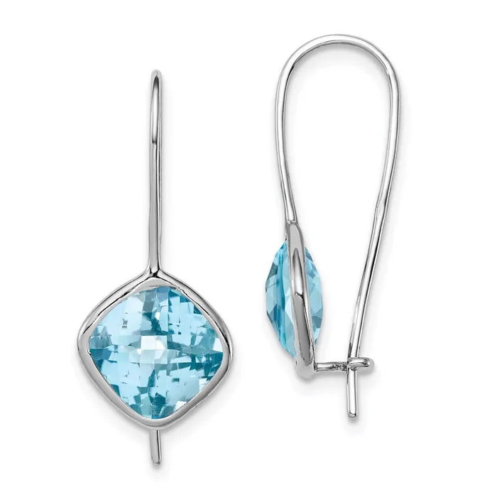 Sterling Silver Rhodium Plated Lt Swiss Blue Topaz Square EarringsWBCQE10334BT WB Choice Jewelry Earrings