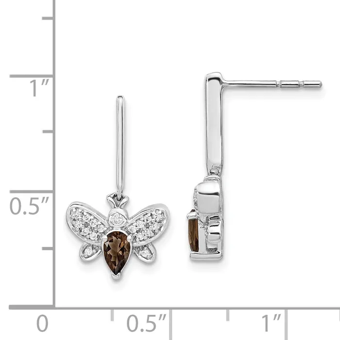 WB Choice Jewelry 14k White Gold Diamond and Smokey Quartz Bee EarringsWBCEM3996SQ015WA Earrings