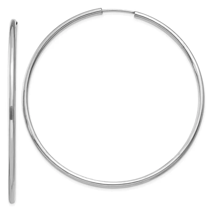 WB Choice Jewelry 14k White Gold Polished Endless 2mm Hoop EarringsWBCH999 Earrings