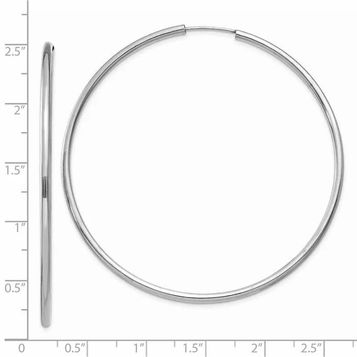 WB Choice Jewelry 14k White Gold Polished Endless 2mm Hoop EarringsWBCH999 Earrings WB Choice Jewelry 14k White Gold Polished Endless 2mm Hoop EarringsWBCH999 Earrings