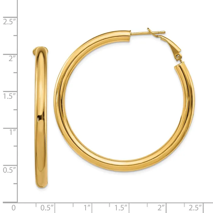 WB Choice Jewelry Earrings 14k 4x50mm Polished Round Omega Back Hoop EarringsWBCPRE931 WB Choice Jewelry Earrings 14k 4x50mm Polished Round Omega Back Hoop EarringsWBCPRE931