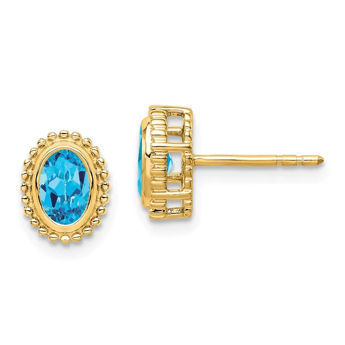WB Choice Jewelry Earrings 14k Oval Blue Topaz Post EarringsWBCEM7202BTY