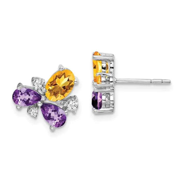 WB Choice Jewelry Earrings 14k White Gold AmethystCitrineDiamond EarringsWBCEM7128AMCI013WA