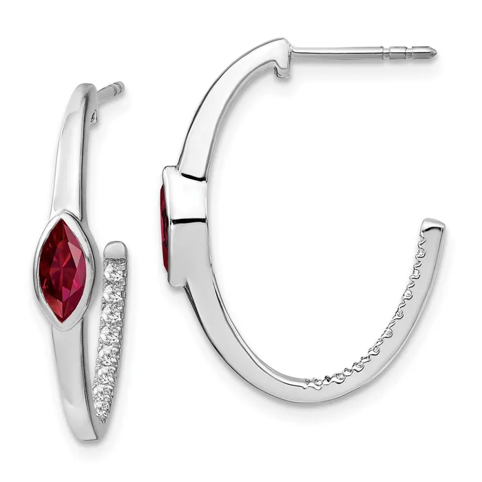 WB Choice Jewelry Earrings 14k White Gold Marquise Created RubyDiamond Jhoop EarringsWBCEM7217RU018WA
