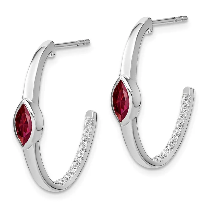 WB Choice Jewelry Earrings 14k White Gold Marquise Created RubyDiamond Jhoop EarringsWBCEM7217RU018WA WB Choice Jewelry Earrings 14k White Gold Marquise Created RubyDiamond Jhoop EarringsWBCEM7217RU018WA