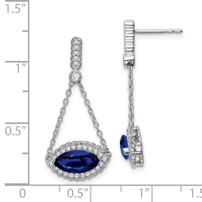 WB Choice Jewelry Earrings 14k White Gold Marquise Created Sapphire and Diamond EarringsWBCEM7229SA033WA