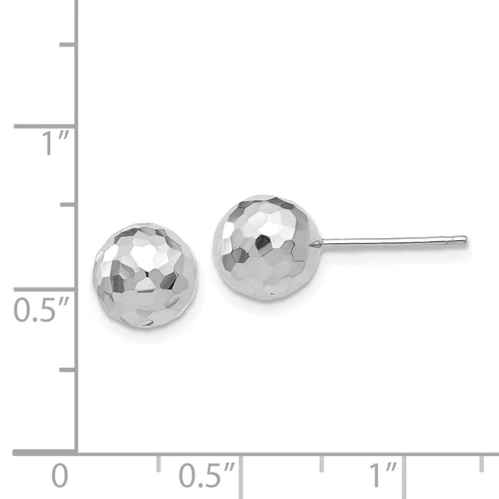 WB Choice Jewelry Earrings 14K White Gold Polished Diamond Cut 8MM Ball Post EarringsWBCH1016