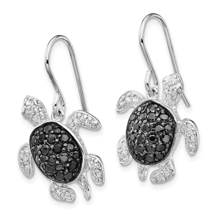 WB Choice Jewelry Earrings Cheryl M SS Rhodiumplated Black White CZ Turtle Dangle EarringsWBCQCM807 WB Choice Jewelry Earrings Cheryl M SS Rhodiumplated Black White CZ Turtle Dangle EarringsWBCQCM807