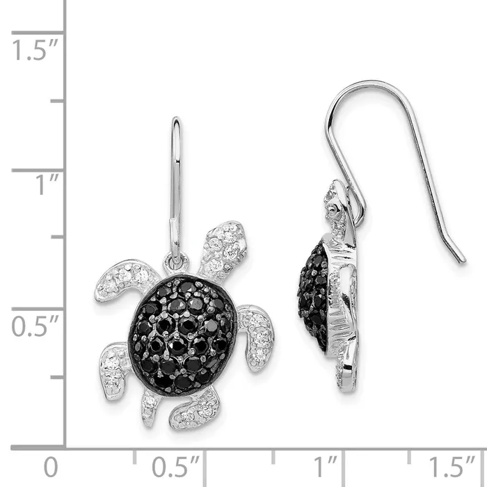WB Choice Jewelry Earrings Cheryl M SS Rhodiumplated Black White CZ Turtle Dangle EarringsWBCQCM807 WB Choice Jewelry Earrings Cheryl M SS Rhodiumplated Black White CZ Turtle Dangle EarringsWBCQCM807