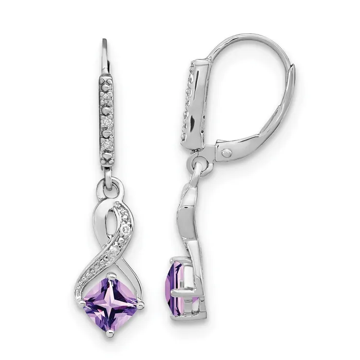 WB Choice Jewelry Earrings Sterling Silver Amethyst and Diamond EarringsWBCEM7402AM006SSA