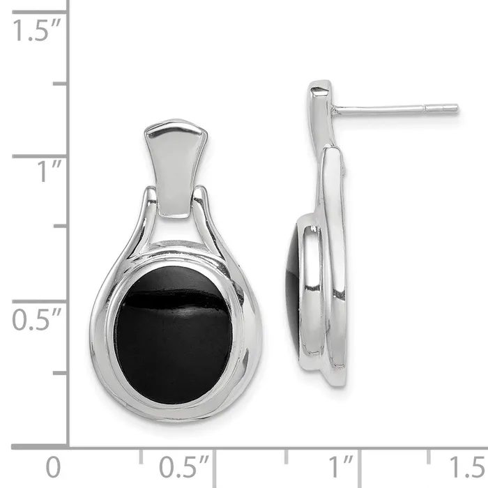 WB Choice Jewelry Earrings Sterling Silver Oval Onyx EarringsWBCQE1075 WB Choice Jewelry Earrings Sterling Silver Oval Onyx EarringsWBCQE1075