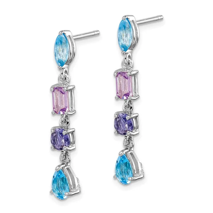 WB Choice Jewelry Earrings Sterling Silver Rhodium Amethyst Blue Topaz Iolite Dangle EarringsWBCQE10975X WB Choice Jewelry Earrings Sterling Silver Rhodium Amethyst Blue Topaz Iolite Dangle EarringsWBCQE10975X