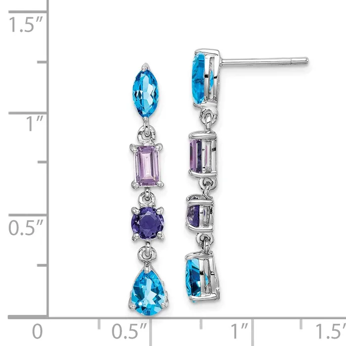 WB Choice Jewelry Earrings Sterling Silver Rhodium Amethyst Blue Topaz Iolite Dangle EarringsWBCQE10975X WB Choice Jewelry Earrings Sterling Silver Rhodium Amethyst Blue Topaz Iolite Dangle EarringsWBCQE10975X