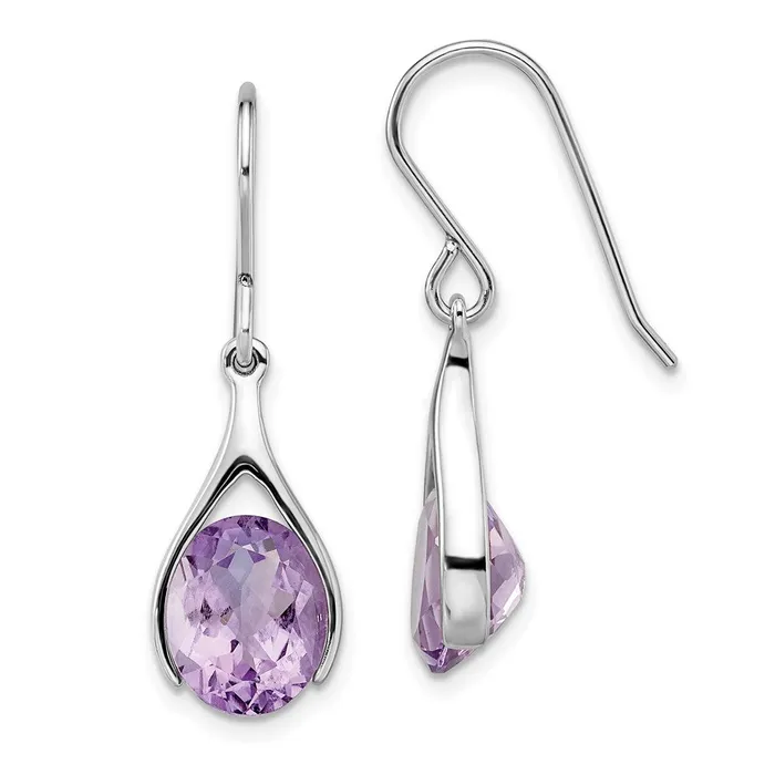 WB Choice Jewelry Earrings Sterling Silver Rhodiumplated Amethyst Shepherds Hook EarringsWBCQE14047AM