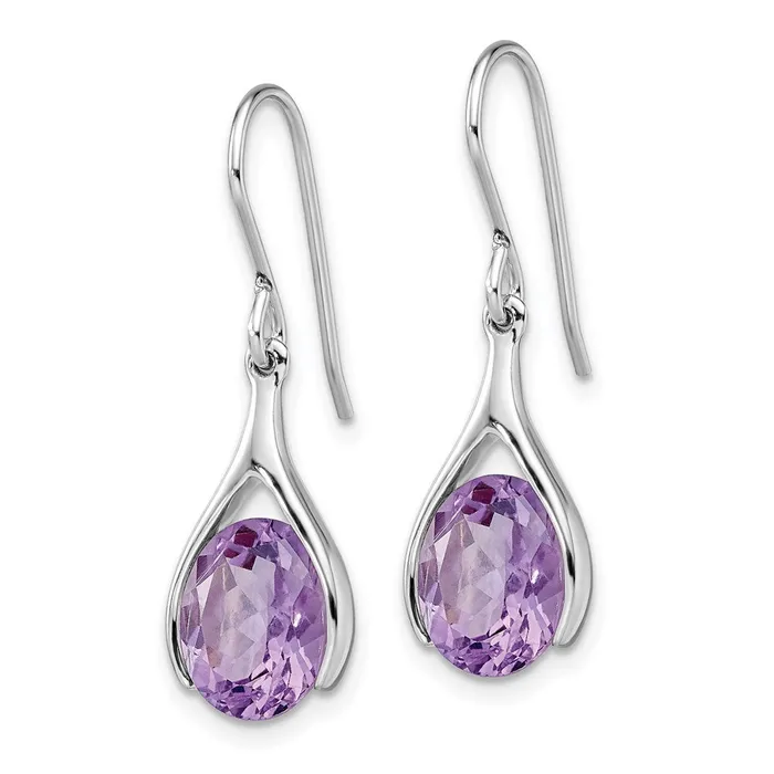 WB Choice Jewelry Earrings Sterling Silver Rhodiumplated Amethyst Shepherds Hook EarringsWBCQE14047AM
