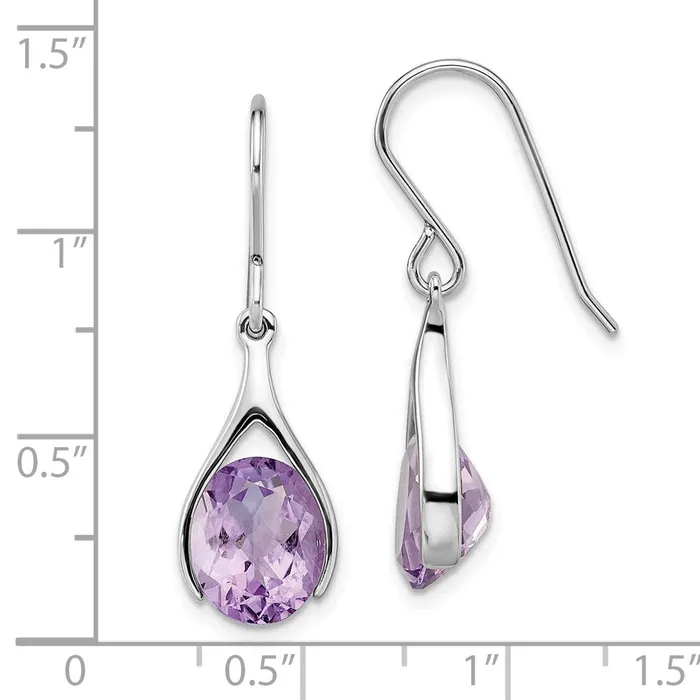 WB Choice Jewelry Earrings Sterling Silver Rhodiumplated Amethyst Shepherds Hook EarringsWBCQE14047AM