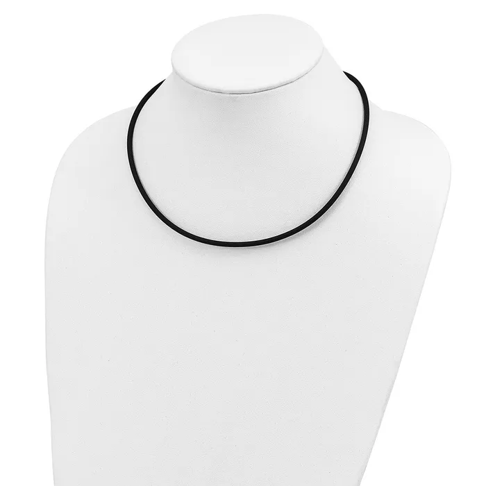 WB Choice Jewelry Necklaces 14k 3mm 20in with Yellow Clasp Black Rubber Cord NecklaceWBCXG26620 WB Choice Jewelry Necklaces 14k 3mm 20in with Yellow Clasp Black Rubber Cord NecklaceWBCXG26620