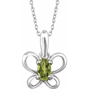 WB Choice Jewelry Necklaces 14K White 4x3 mm Oval August Youth Butterfly Birthstone 15 Necklace653422653PSTWBC WB Choice Jewelry Necklaces 14K White 4x3 mm Oval August Youth Butterfly Birthstone 15 Necklace653422653PSTWBC