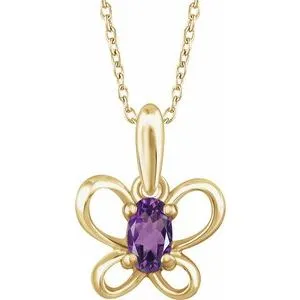 WB Choice Jewelry Necklaces 14K Yellow 4x3 mm Oval February Youth Butterfly Birthstone 15 Necklace653422637PSTWBC WB Choice Jewelry Necklaces 14K Yellow 4x3 mm Oval February Youth Butterfly Birthstone 15 Necklace653422637PSTWBC