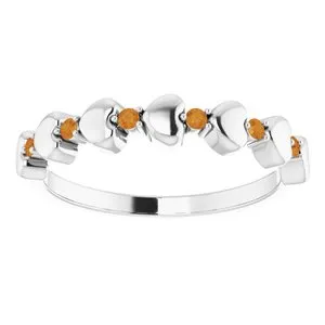 WB Choice Jewelry Rings 14K White Citrine Stackable Heart Ring 71999650PSTWBC WB Choice Jewelry Rings 14K White Citrine Stackable Heart Ring 71999650PSTWBC